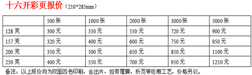 16開彩頁(yè)印刷報(bào)價(jià)