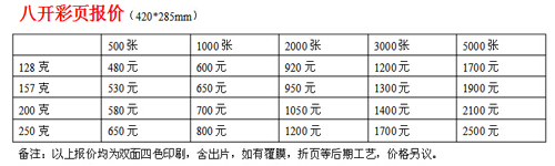 8開彩頁(yè)印刷報(bào)價(jià)